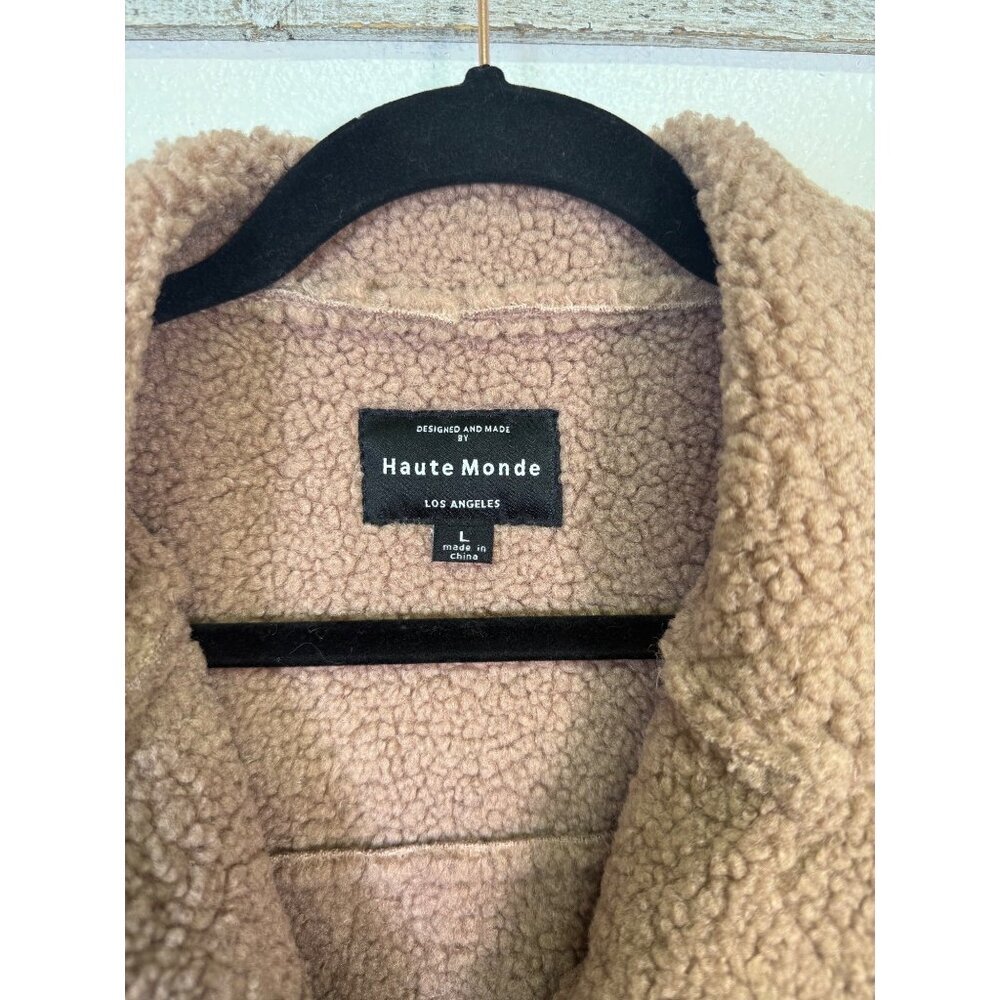 Haute Monde Faux Suede Moto Jacket Sherpa Lining Maeve  Large Biker Urban Boho - Picture 5 of 12